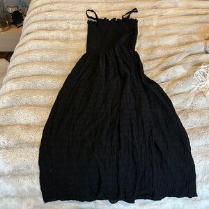 Black Smocked Maxi Dress